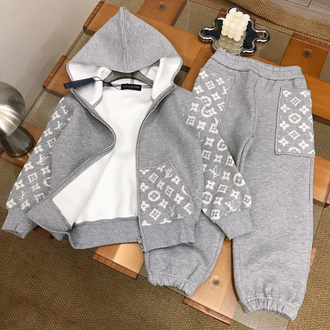 Louis Vuitton Kids Grey Monogram Hooded Set