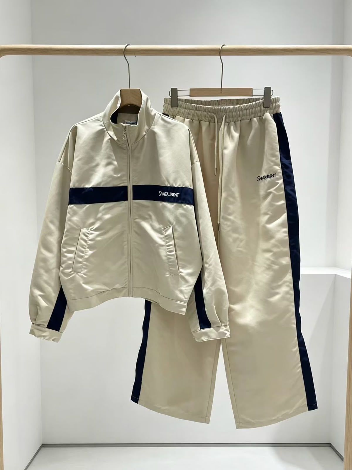 Saint Laurent Contrast Stripe Track Jacket and Pants Set
