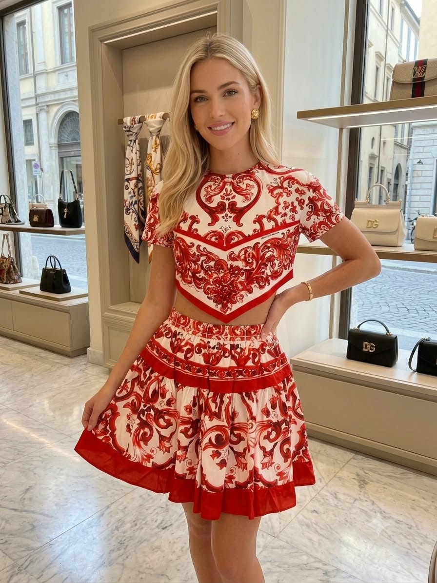 Dolce & Gabbana Red and White Majolica