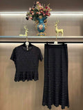 Self-Portrait Short-Sleeve Peplum Top and Matching