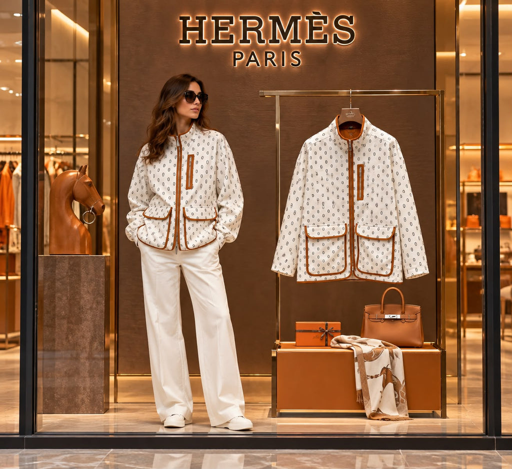 Hermès "Chaîne d'Ancre" Printed H Canvas Cropped Jacket