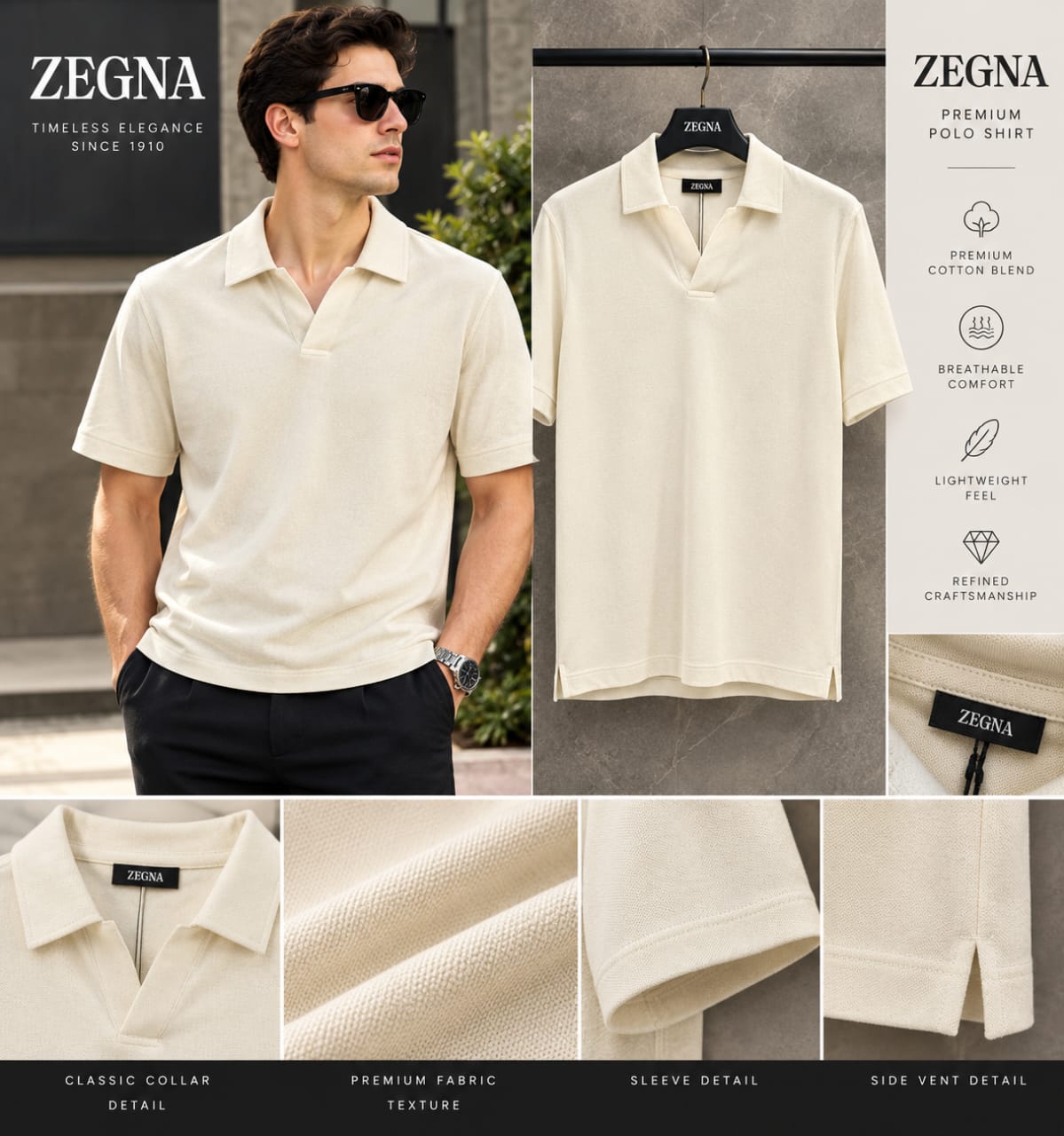 Zegna Men Open Collar Polo