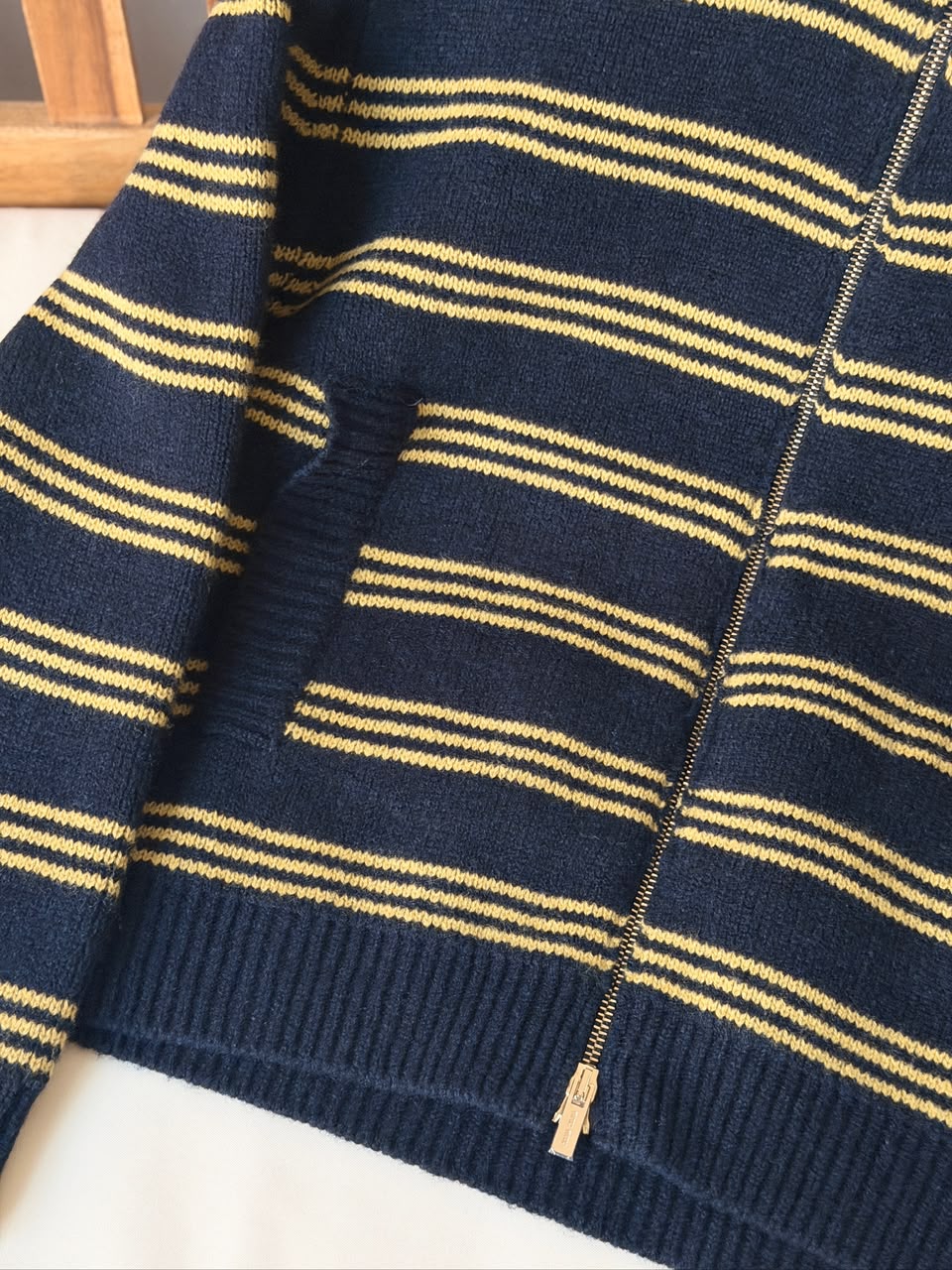 Miu Miu Striped Knit Zip Cardigan