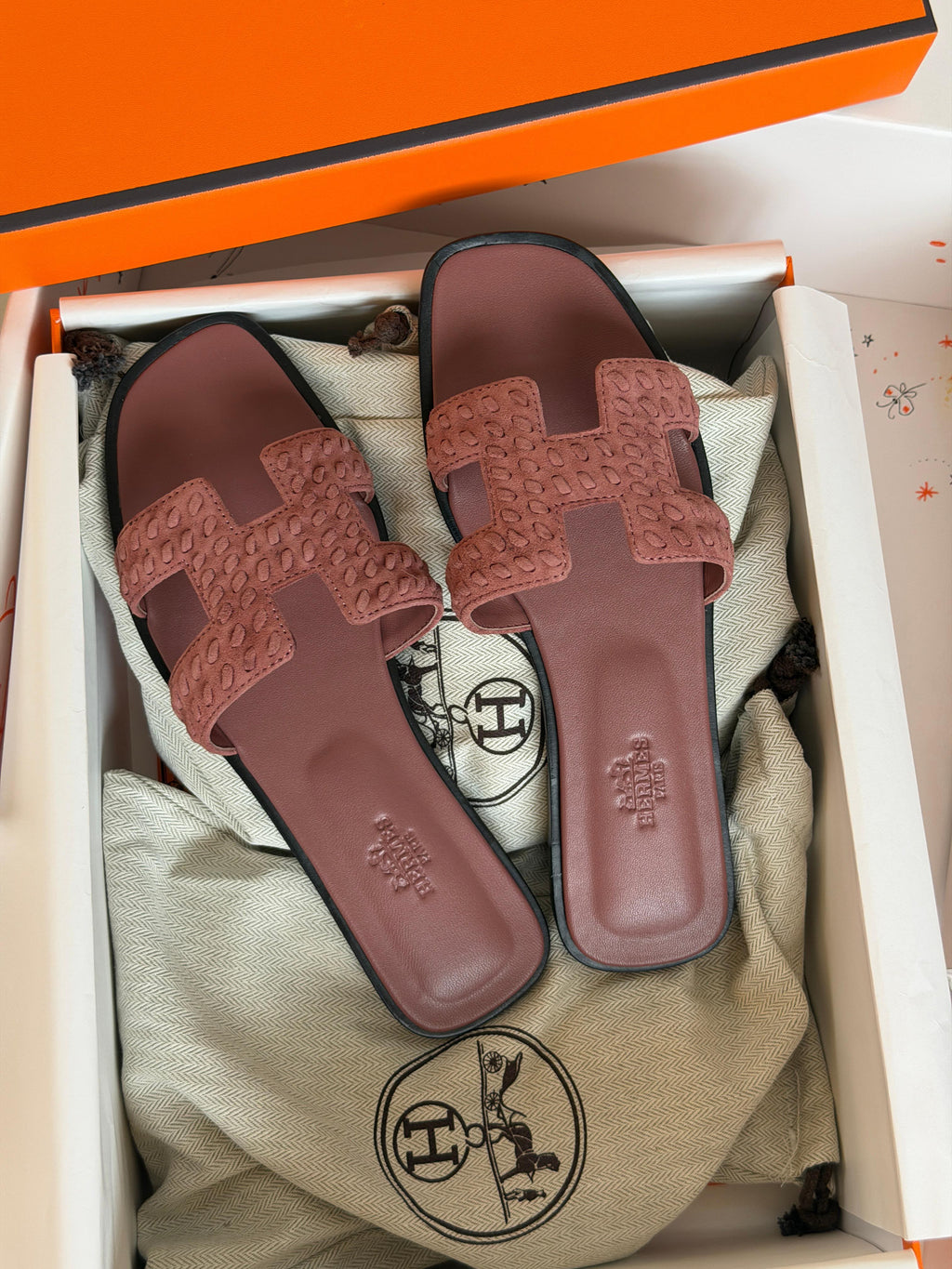 Hermès Oran Woven Leather Flat