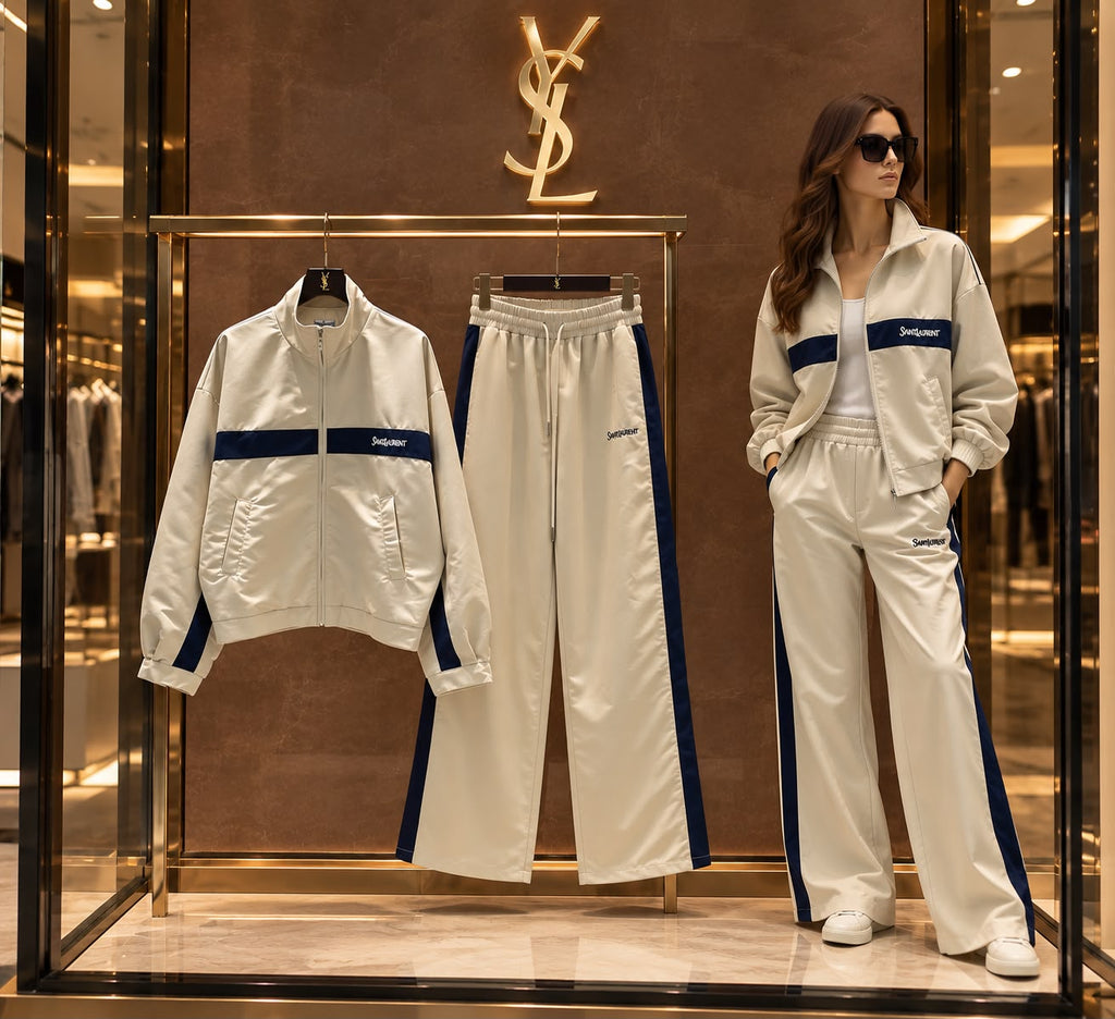 Saint Laurent Contrast Stripe Track Jacket and Pants Set
