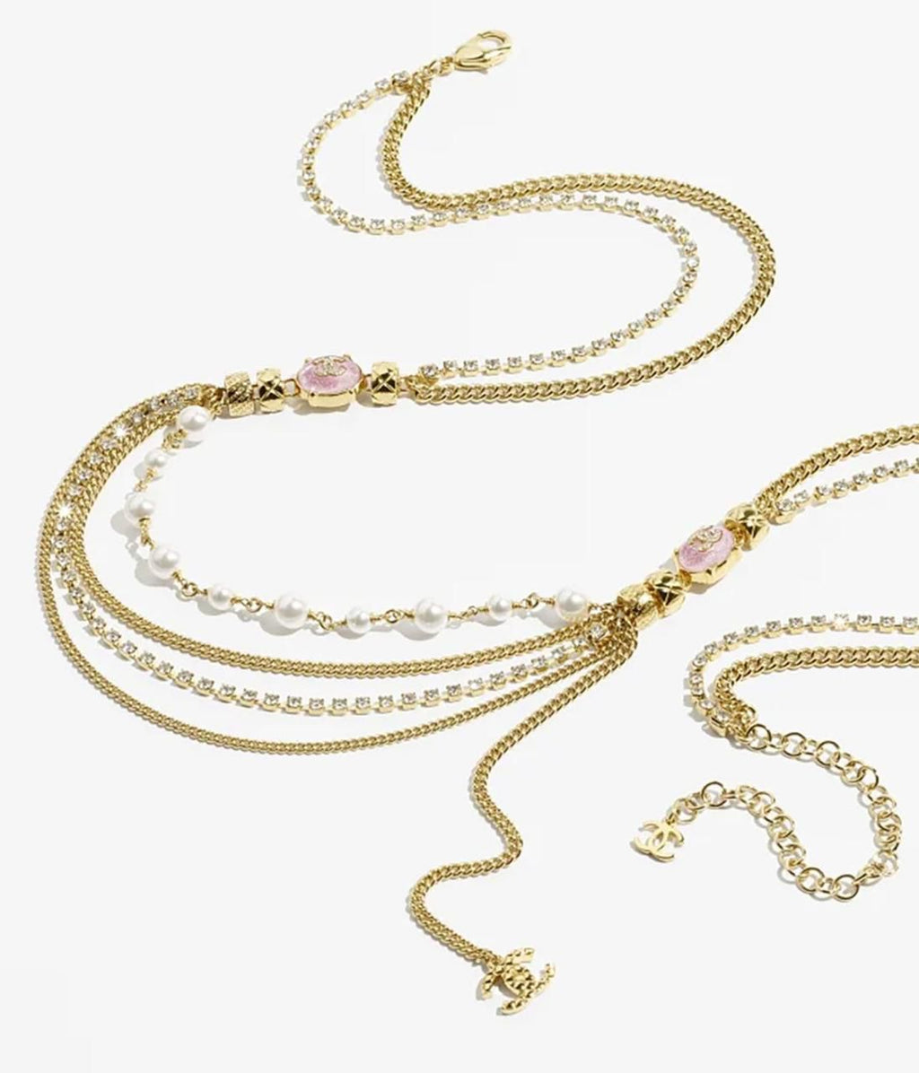 CHANEL Vintage Gripoix Pearl & Crystal Multi-Chain Belt