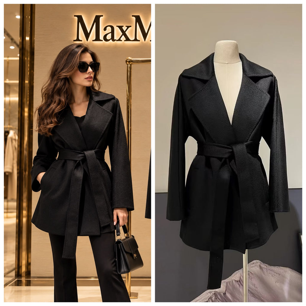 Max Mara Classic Short Belted Wool Coat