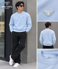 Prada Men Triangle Logo Crew Neck Sweatshirt