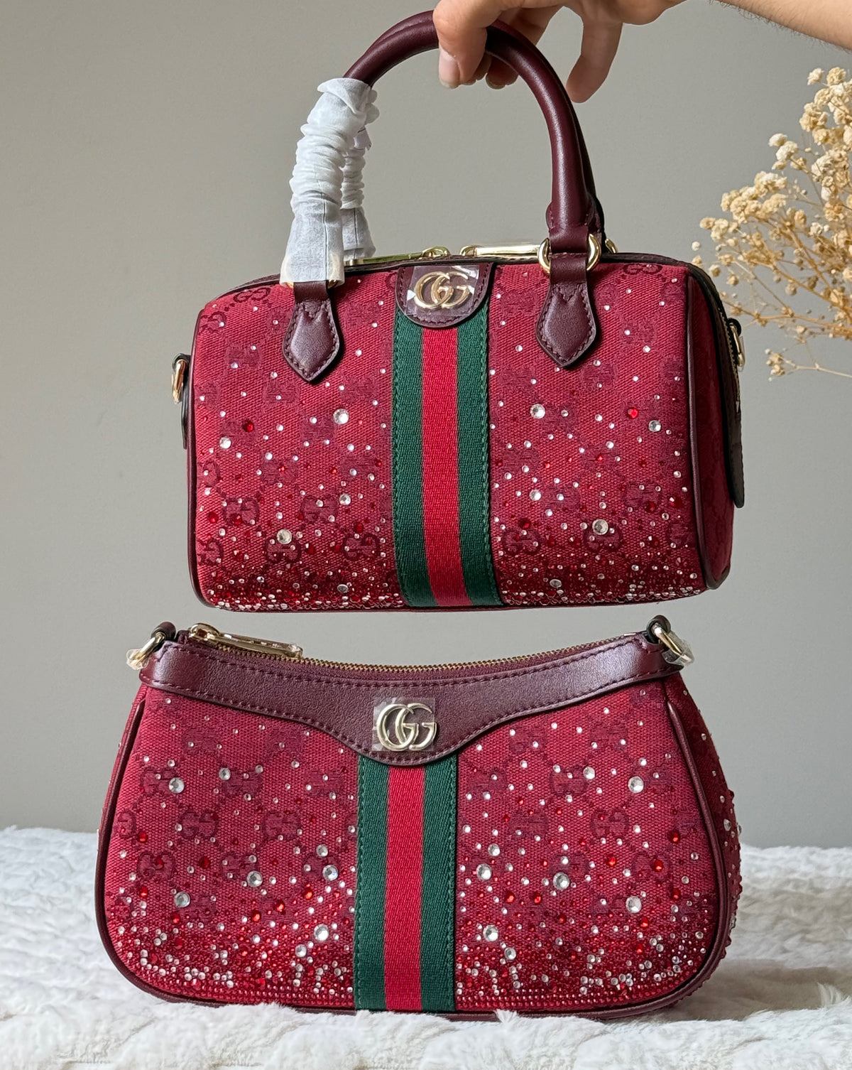 Gucci Red Tweed / Crystal-Embellished