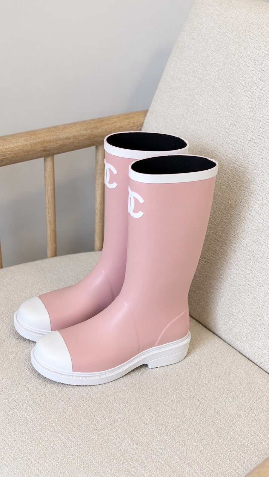 Chanel Rubber Rain Boots with CC Logo