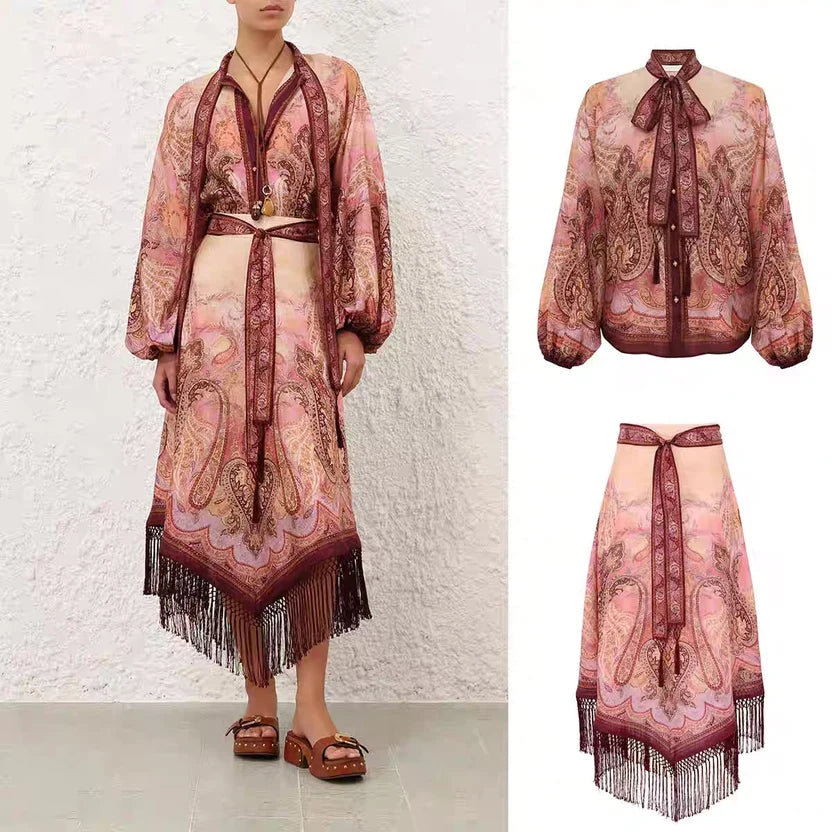 Zimmermann Sundance blouse and midi skirt set