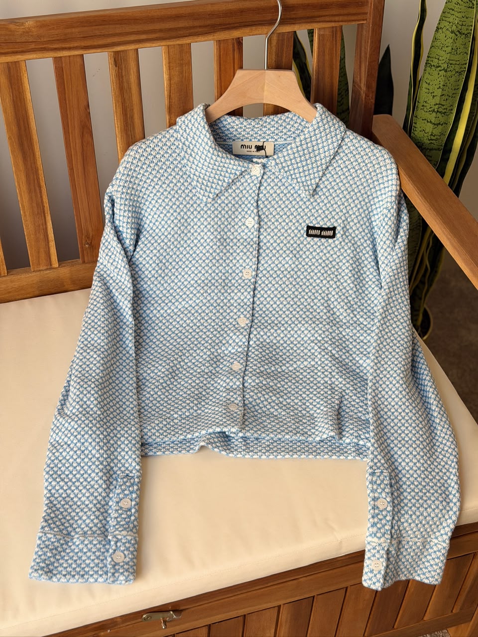 Miu Miu Light Blue Textured Knit