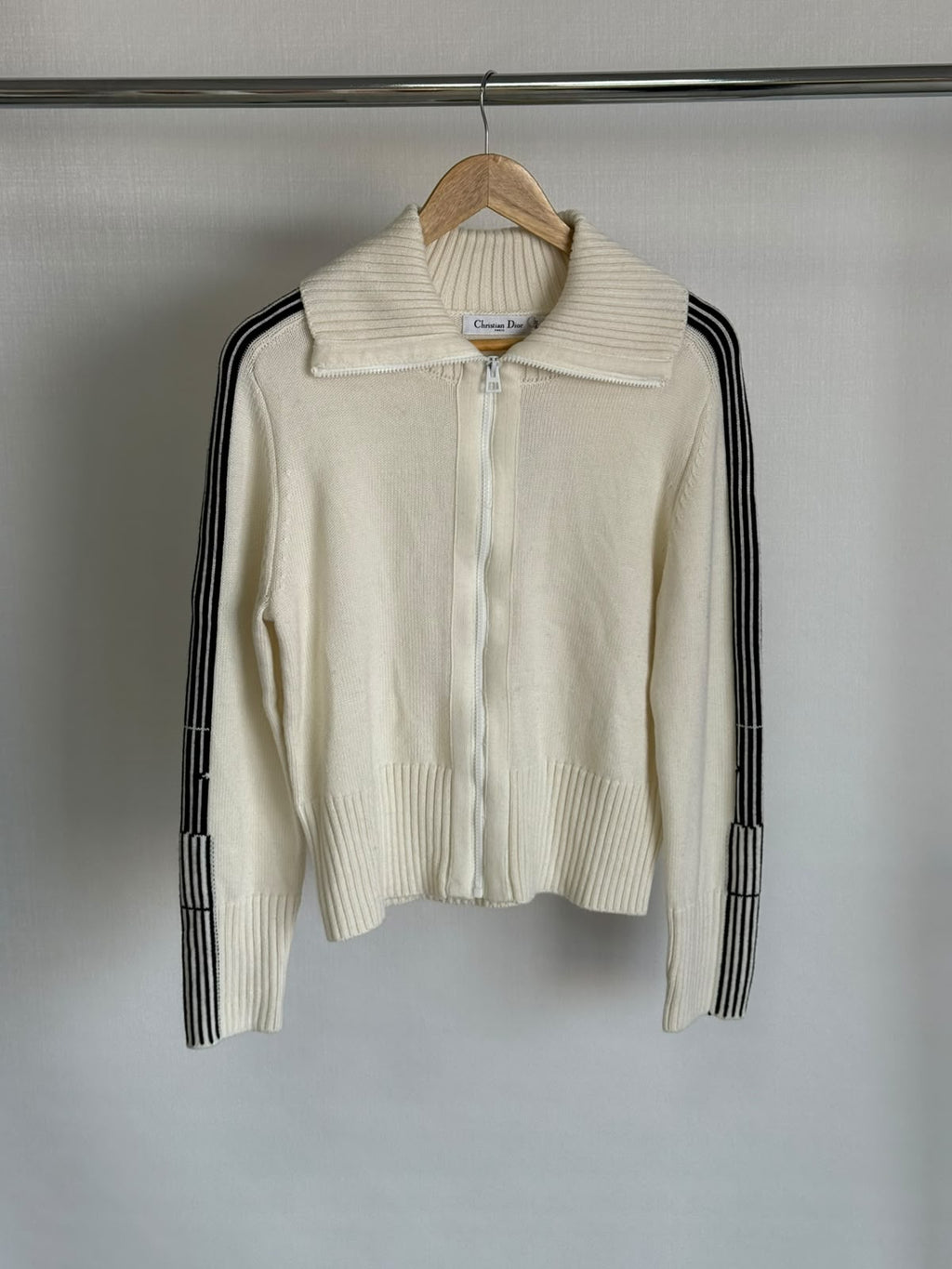 Christian Dior Ribbed Knit Full-Zip Cardigan