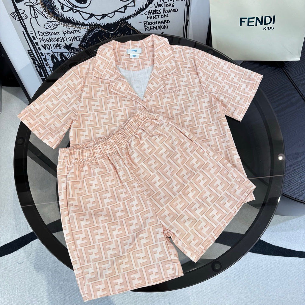 Fendi Kids Peach FF Shirt and Shorts Set