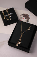 Chanel Gold-Tone CC Logo Necklace and Earrings Set