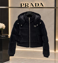 Prada Re-Nylon Hooded Cropped Puffer Jacket