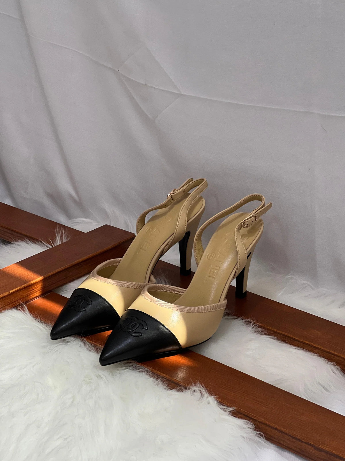 Chanel Heel Slingbacks in Iridescent Lambskin