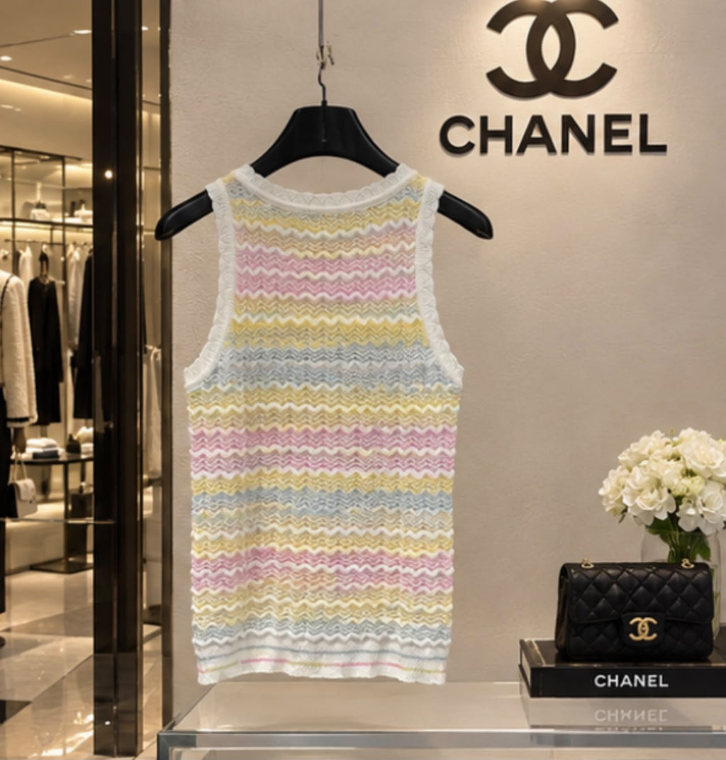 CHANEL Chevron Knit Tank Top