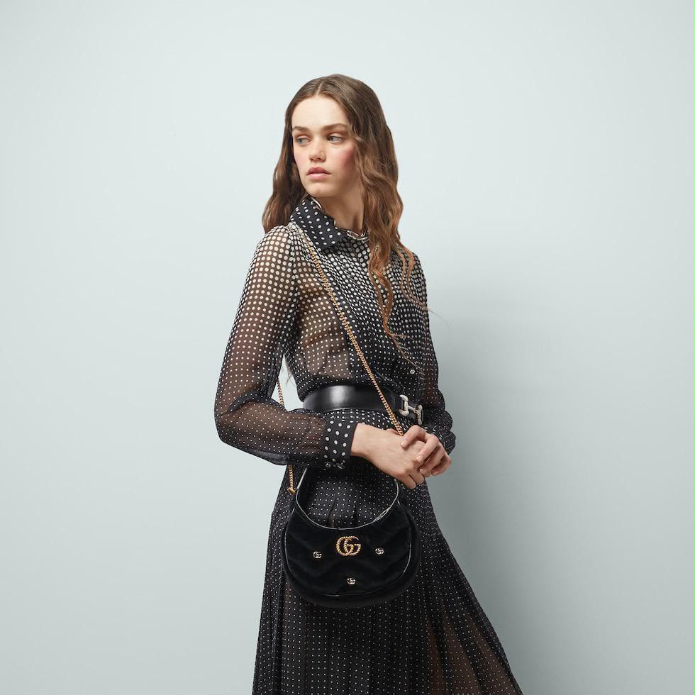 Gucci Black GG Chevron Shoulder Bag