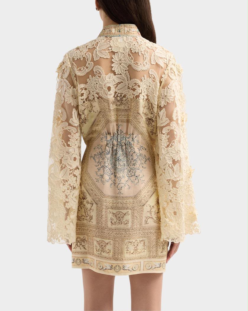 Camilla Embellished Lace Bell-Sleeve Mini Dress