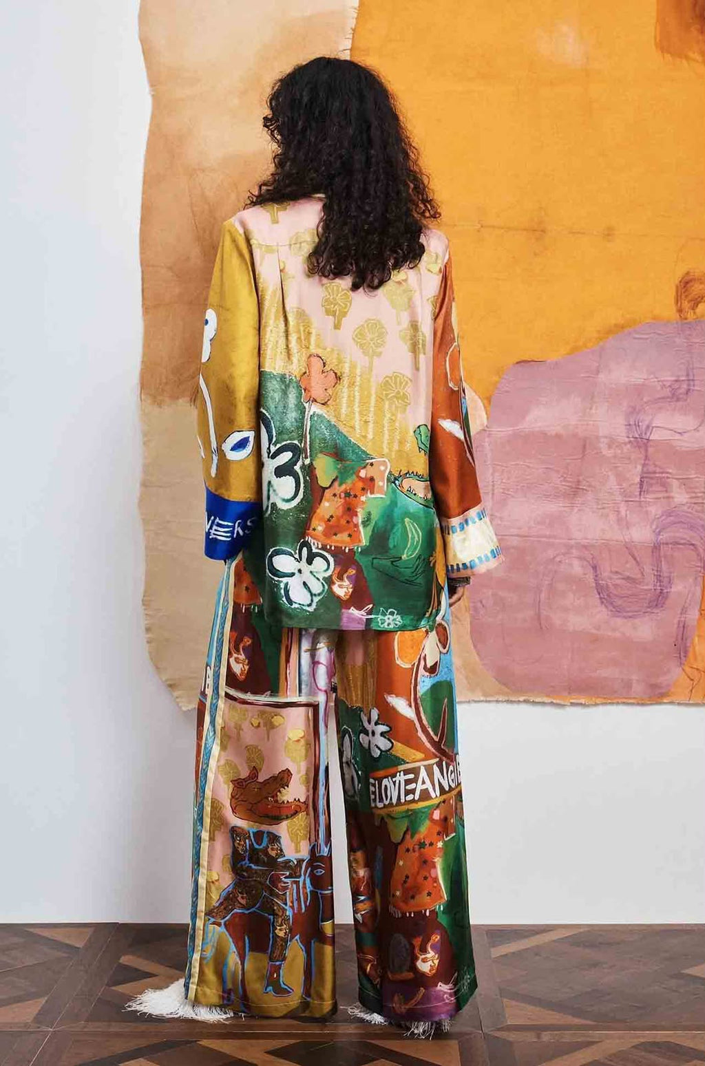 Alémais Multi-Color Scenic Print Silk Long