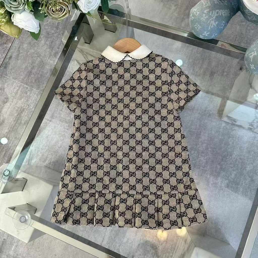 Gucci Kids GG Ruffle Hem Collar Dress