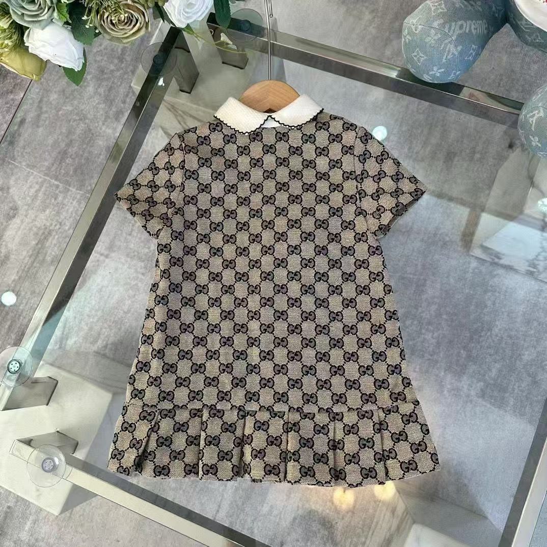 Gucci Kids GG Ruffle Hem Collar Dress