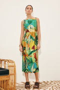 ALEMAIS Multi-Color Abstract Print Midi Dress