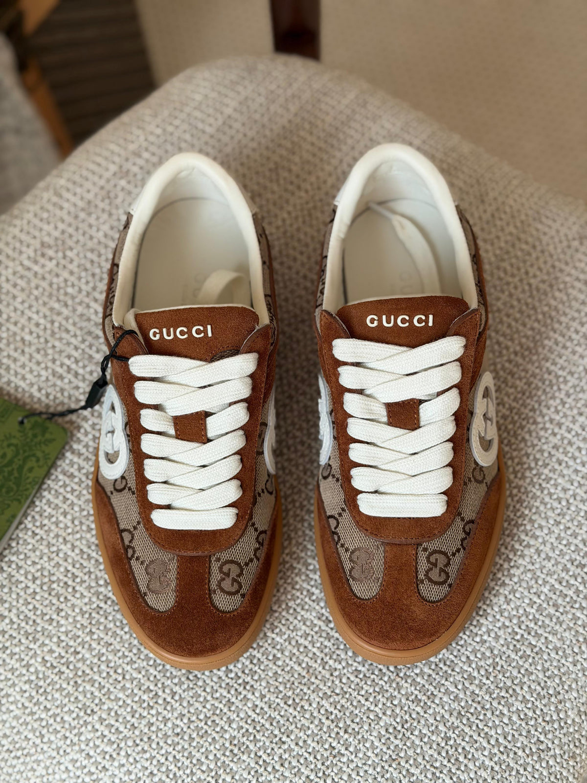 Gucci Interlocking G Monogram Suede and Canvas Low-Top Sneakers (Alternate View)