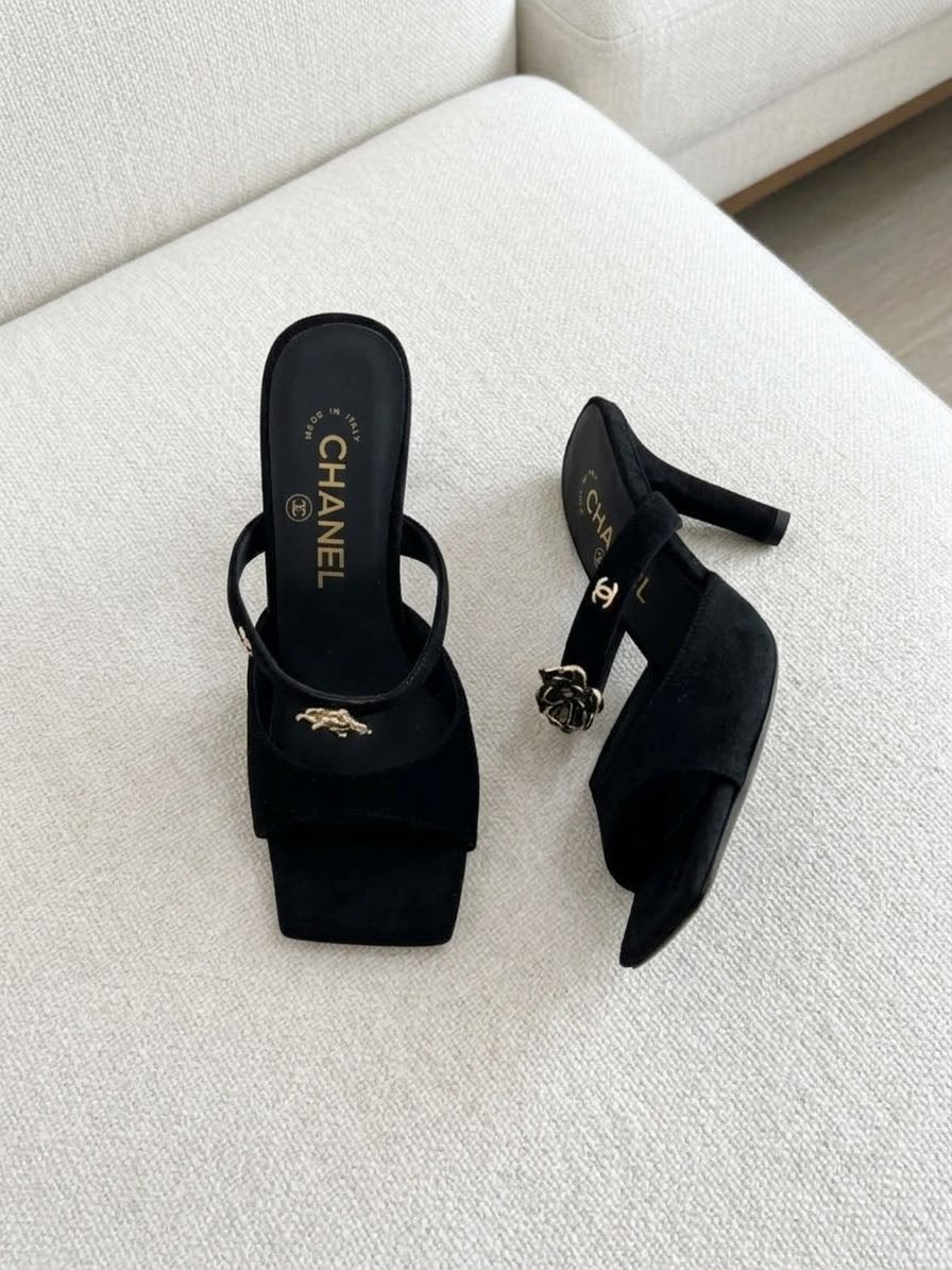 Chanel Suede Camellia & CC Jewel Strap