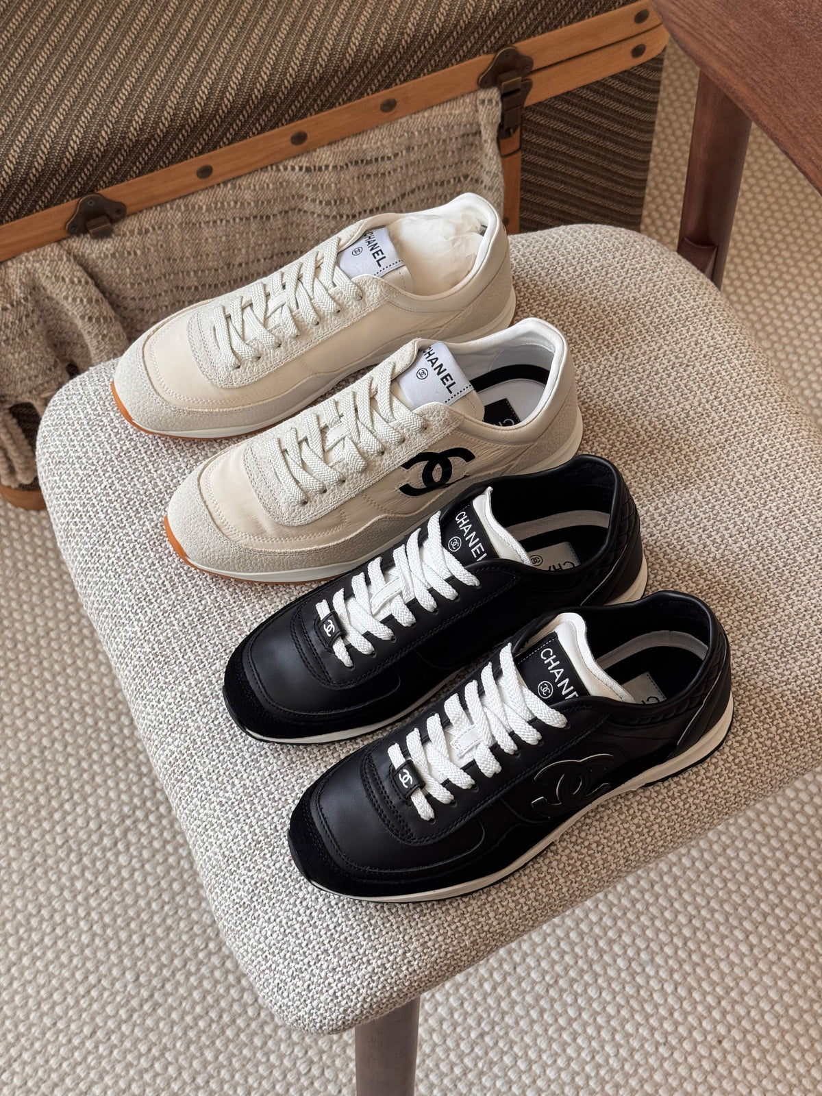 Chanel Black and White Leather