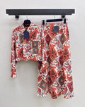 Louis Vuitton Bandana Paisley Printed Cropped Shirt & Maxi Skirt Set