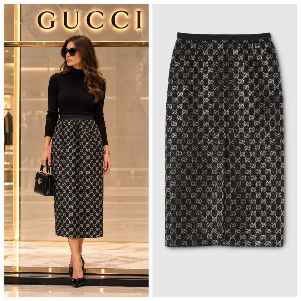 GUCCI Monogram Midi Skirt