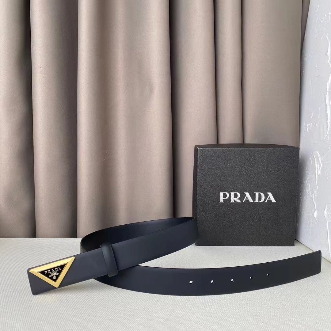 Prada Triangle Logo Leather Belt