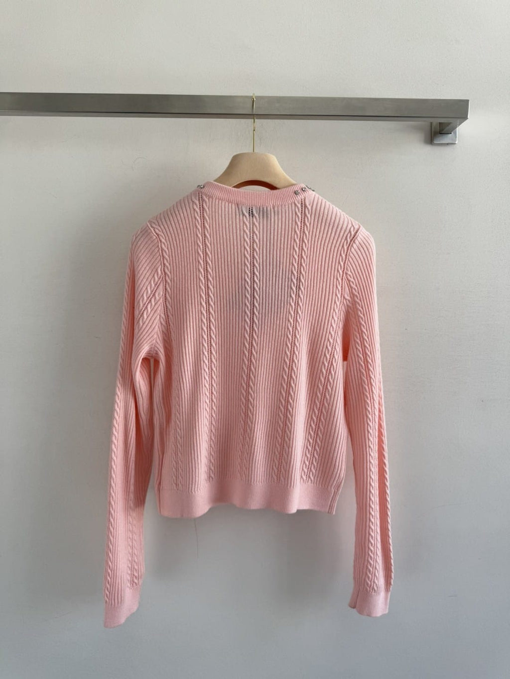 Miu Miu Crystal-Embellished Bow Cable-Knit Sweater