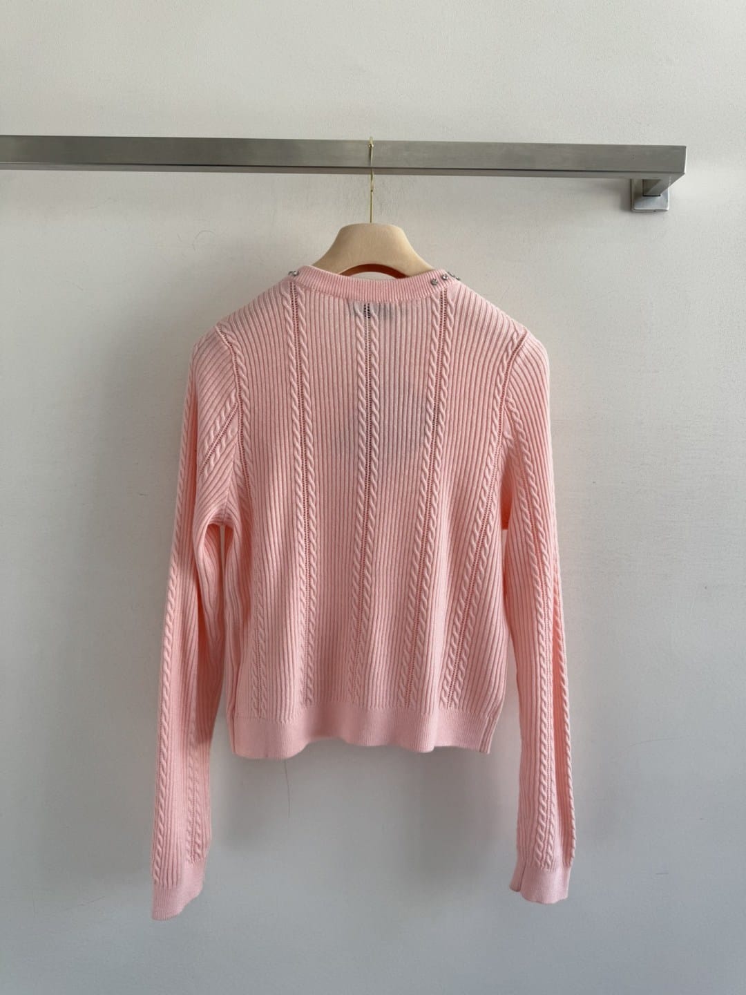 Miu Miu Crystal-Embellished Bow Cable-Knit Sweater