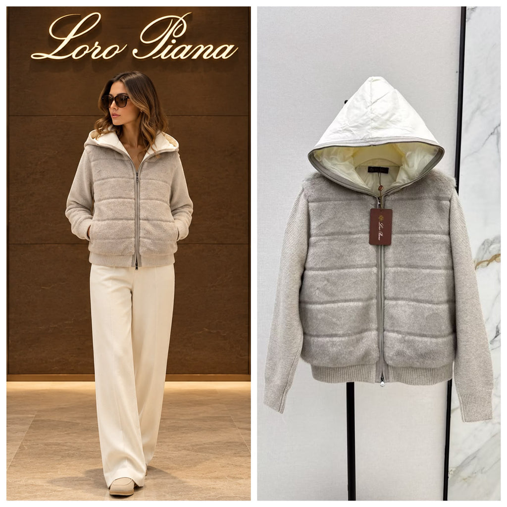 Loro Piana Reversible Hooded Cashmere and Fur-Trimmed Quilted Jacket