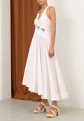 Zimmermann Cutout Lace-Appliqué Asymmetric Midi Dress