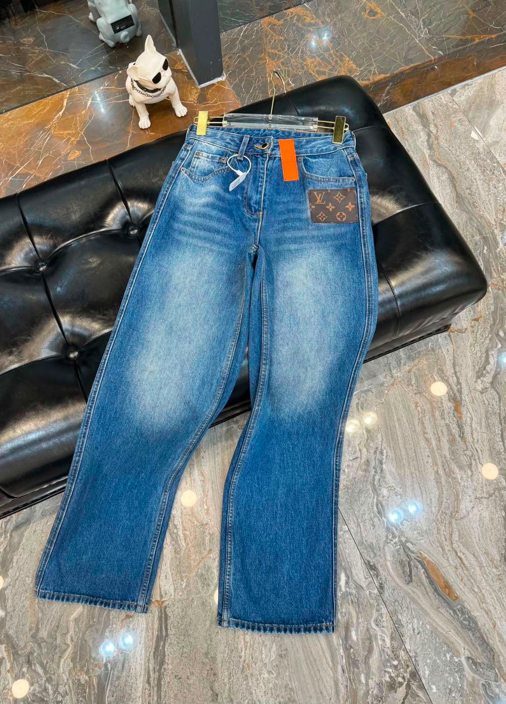 Louis Vuitton Monogram Patch Denim Pants