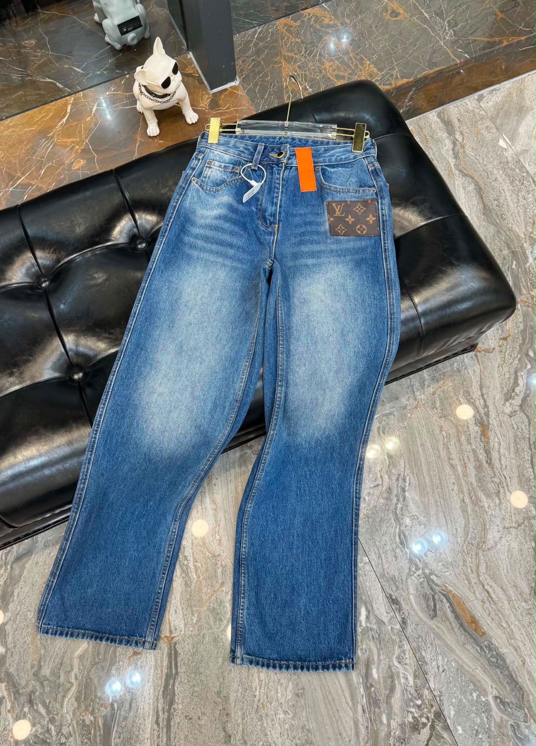 Louis Vuitton Monogram Patch Denim Pants