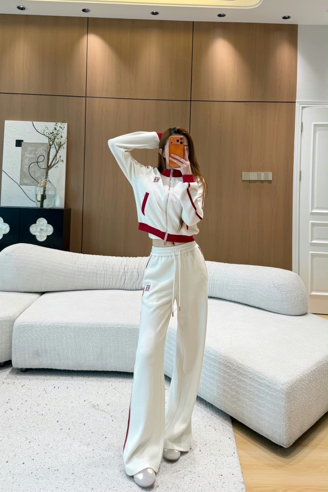 Chanel Contrast Trim CC Logo Zip-Up Tracksuit Set