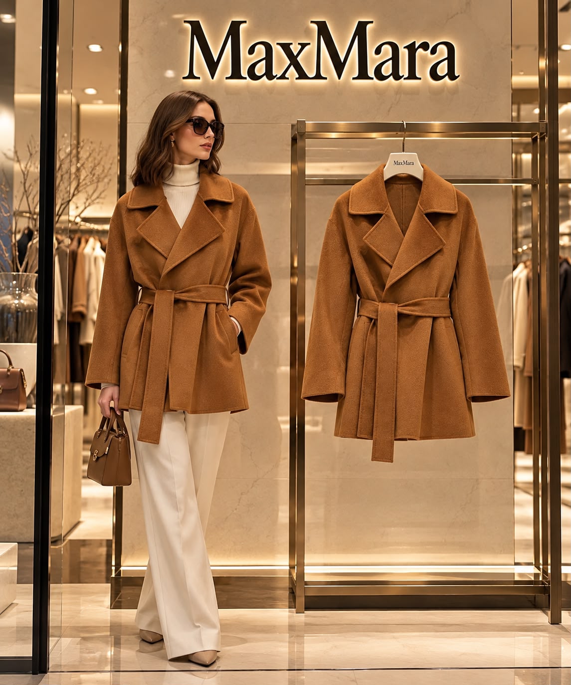 Max Mara Classic Short Belted Wool Coat