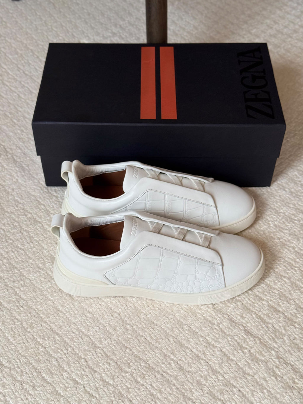 ZEGNA Triple Stitch Alligator Leather Slip-On Sneakers