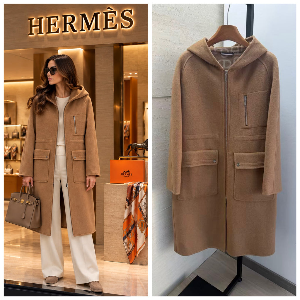 Hermès Reversible Hooded Cashmere Long