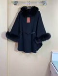 Loro Piana Cashmere Cape / Poncho with Fox Fur Trim & Belt