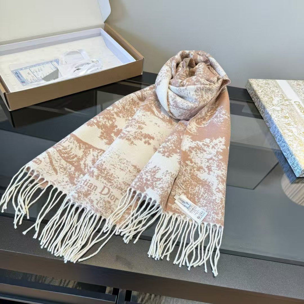 Dior Toile Fringed Scarf