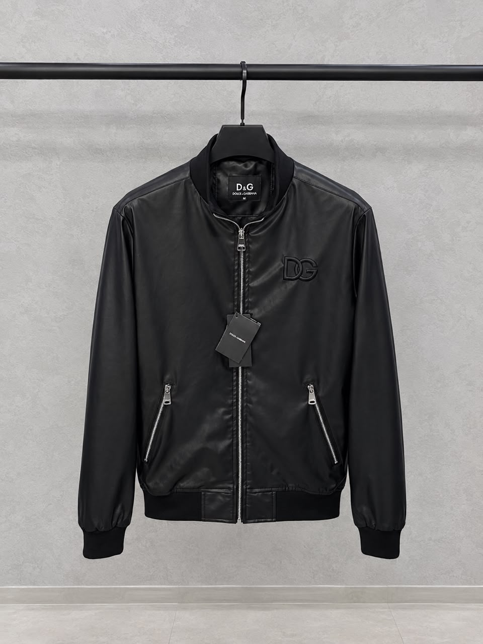 Dolce Gabbana Tonal Logo Zip Bomber Jacket