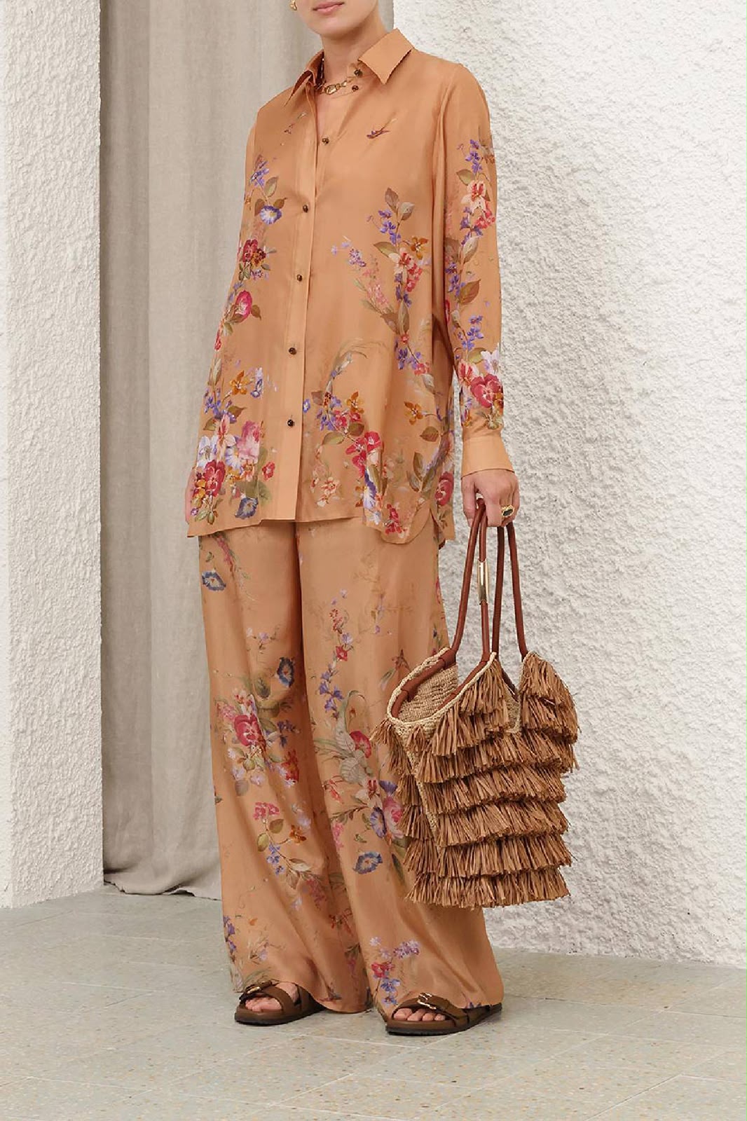Zimmermann Indra Floral Silk Shirt & Pants Set