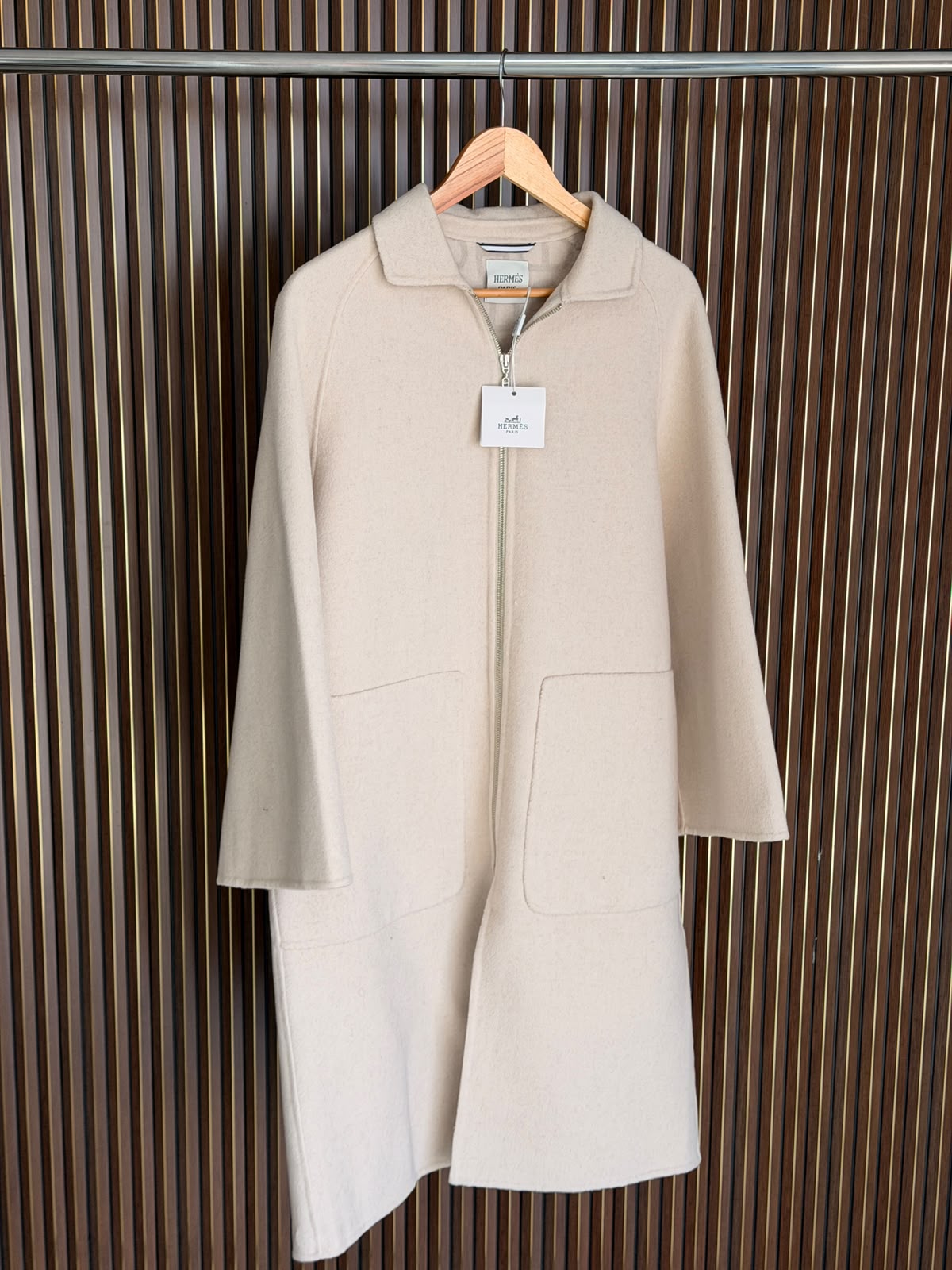 Hermès Cashmere Zip-Front Long Coat