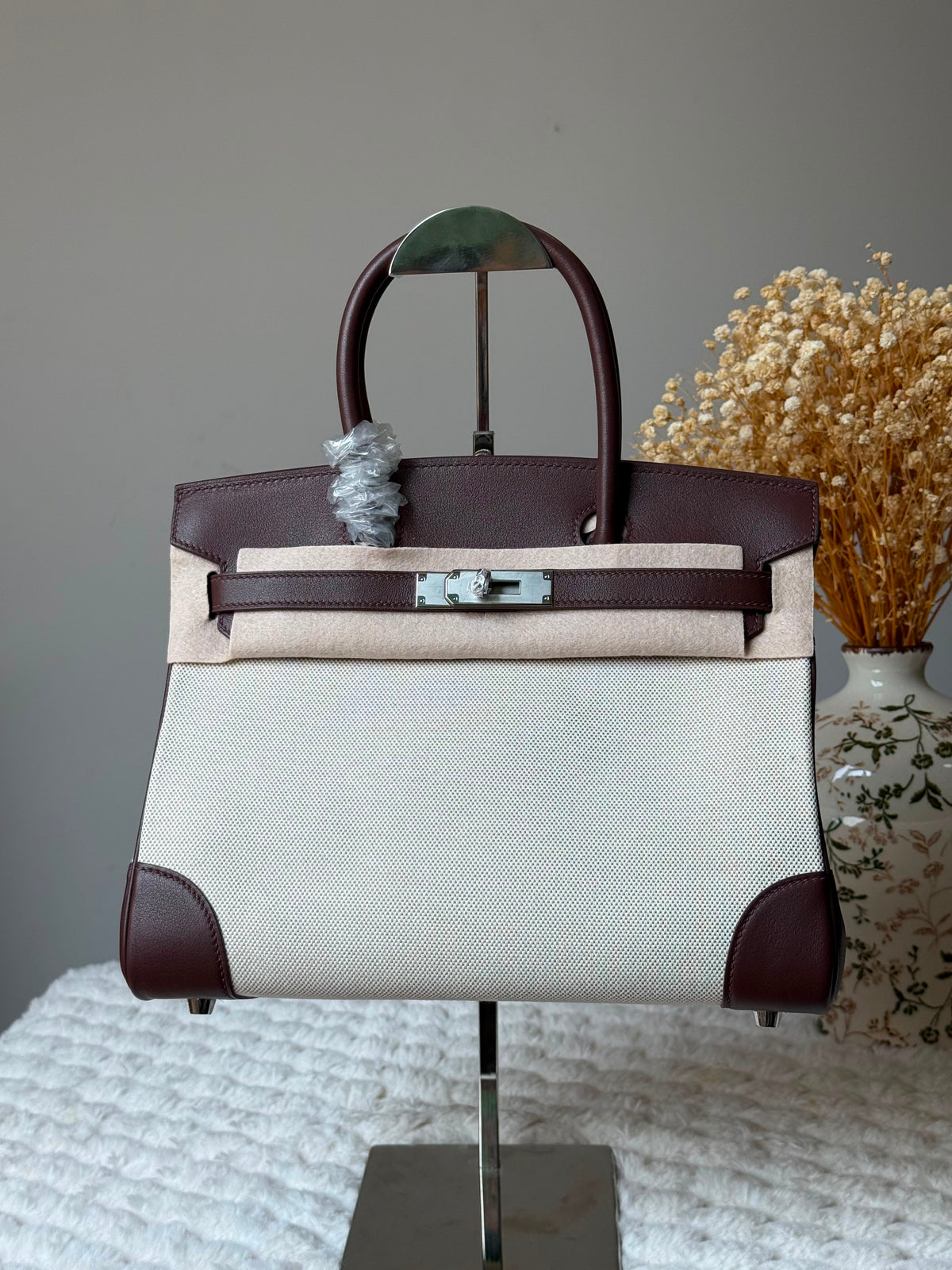 Hermès Birkin Canvas and Leather Trim Bag / 30 CM